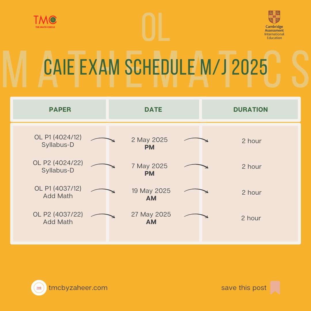 Olevel Exam Schedule